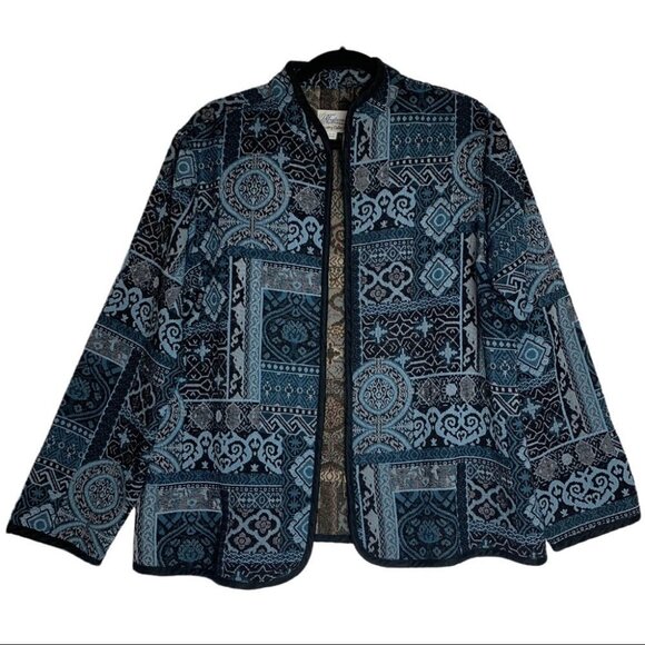 32. Vintage Tapestry Jacket Size XL/18 Tradition Country  Collection Blue - Picture 3 of 10
